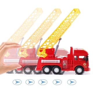 KTRS ENTERPRISE Friction Powered Toy Fire Rescue Truck Fire Engine with Lights Sound and Extendable Resce Rotating Ladder Toy for Kids