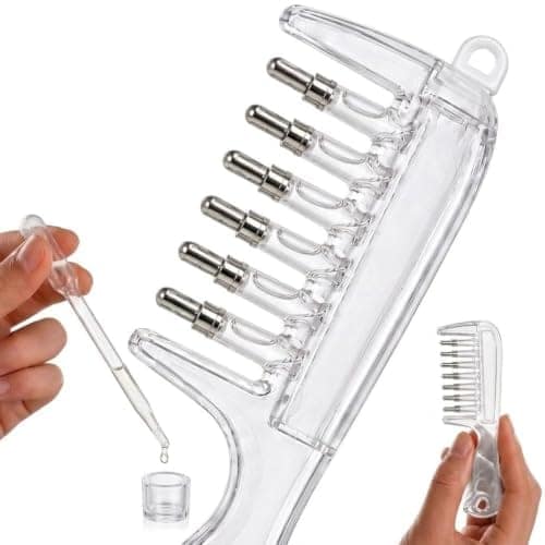 Hair Oil Applicator Massage Comb, Root Scalp Treatment Tool with Metal Ball Tips, Transfer Pipette and Storage Stand view 2