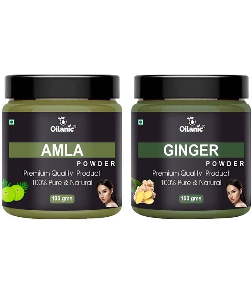 Oilanic 100% Pure Amla Powder & Ginger Powder For Skincare Hair Mask 200 g Pack of 2