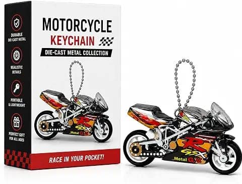 dream pulse Sparkling Stunt Bike Toy Keychain for Kids, Mini Motorcycle Key Ring with Spark Effect & Light, Friction Powered Racing Bike Toy, Gift for Boys & Girls (Random Color) view 2