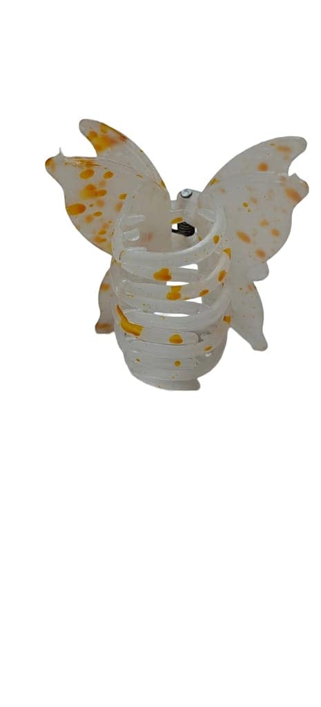White Butterfly Hair Claw Clip with Orange Speckles view 2
