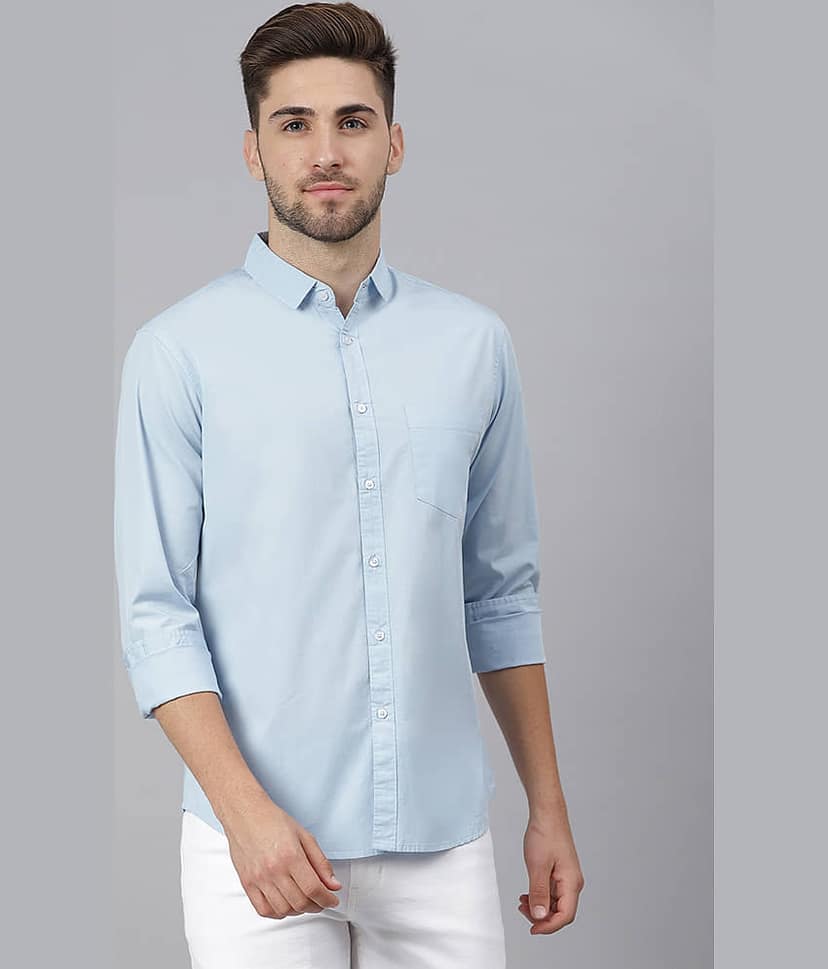 Dennis Lingo - Light Blue 100% Cotton Slim Fit Men's Casual Shirt ( Pack of 1 )