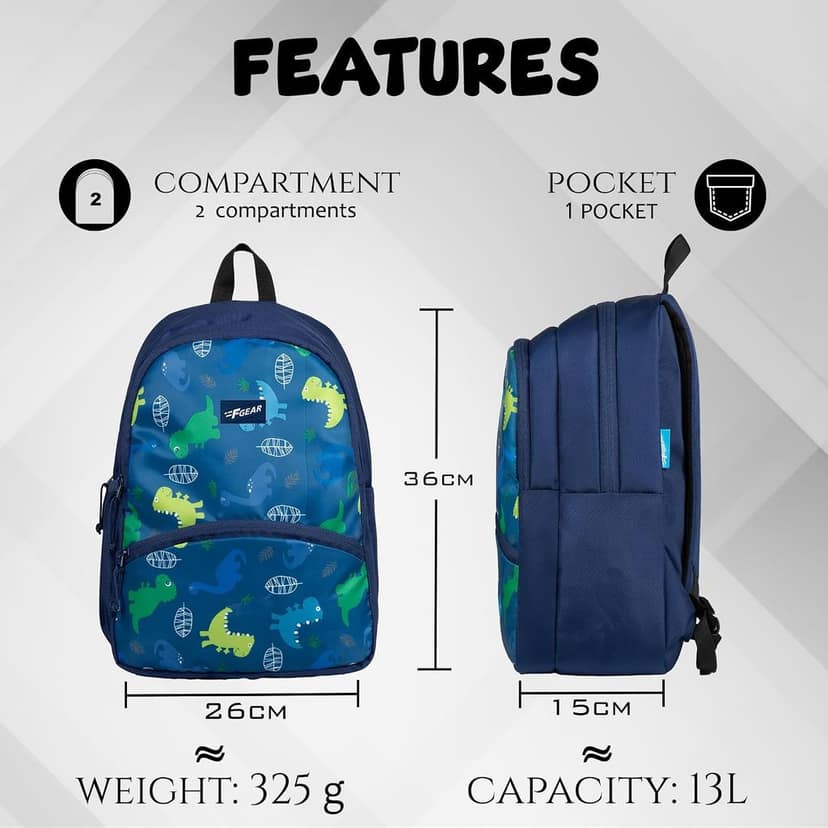 Brio Kids Backpack|Water-Resistant Polyester|2 Spacious Compartments with Front Pocket & Bottle Holder Adjustable Shoulder Straps|Durable YKK Zippers view 2