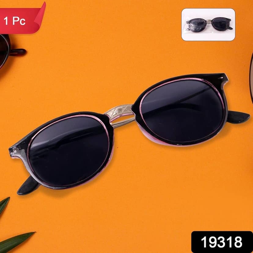 Pink UV Protected Round Sunglasses, classic Sunglasses for Men & Women, Lightweight view 2