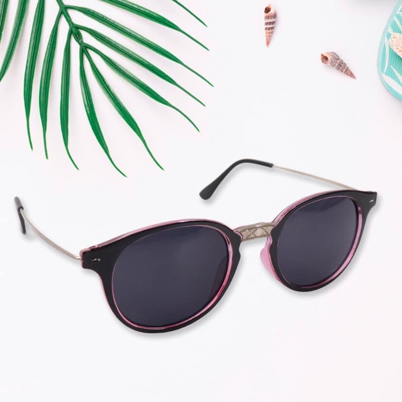 Pink UV Protected Round Sunglasses, classic Sunglasses for Men & Women, Lightweight view 3