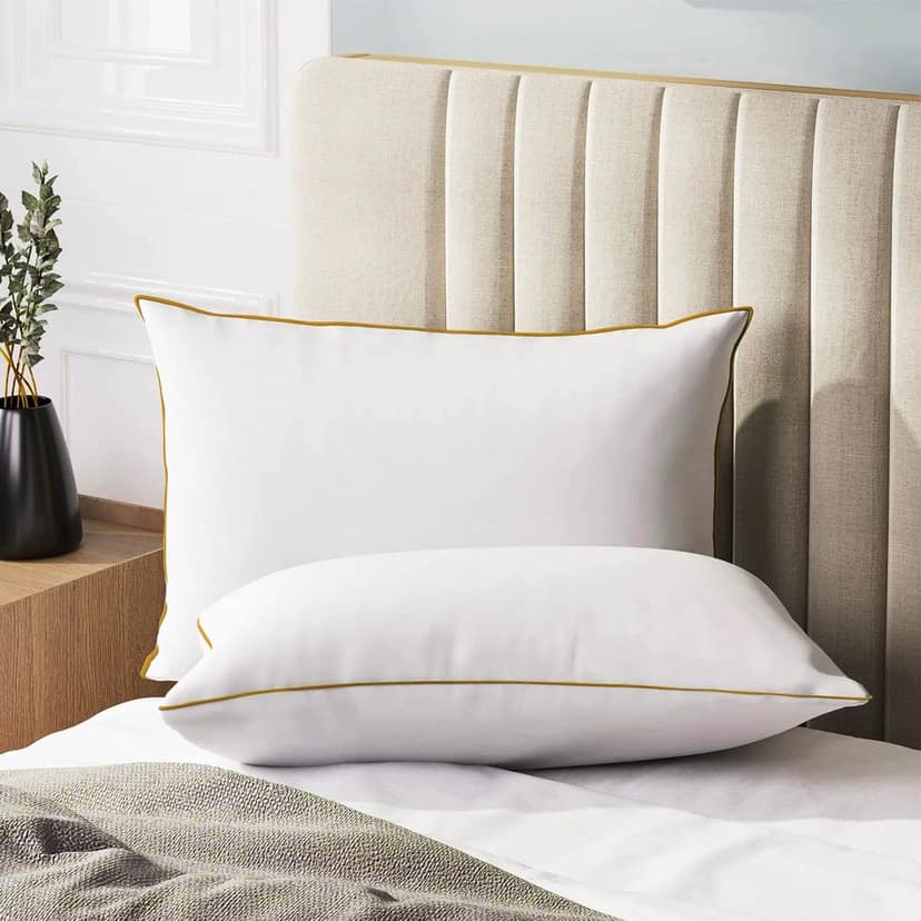 Sleepsia Large Fluffy Ultra Soft Hotel Pillows for Sleeping 17" X 27" X 5.5" Comfortable Machine Washable Down Alternative - Fibre Pillow (Pack of 2)