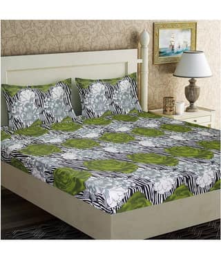 Home Candy Cotton Double Bedsheet ( Green )