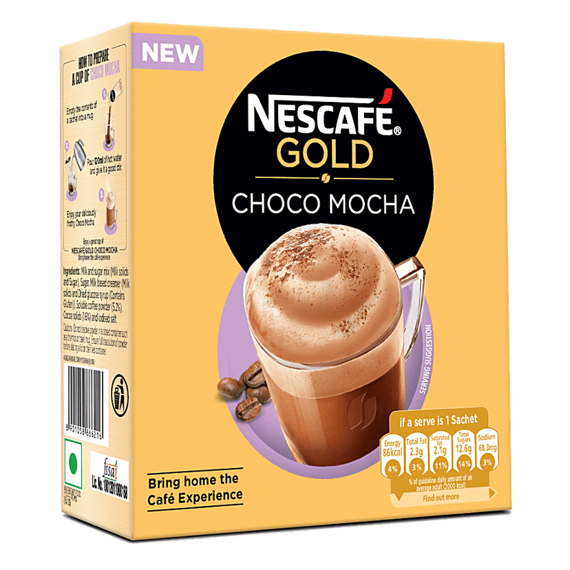 Nescafe Gold Choco Mocha Instant Coffee Premix - Rich In Aroma & Flavour, 125 g (5 Sachets x 25 g Each)