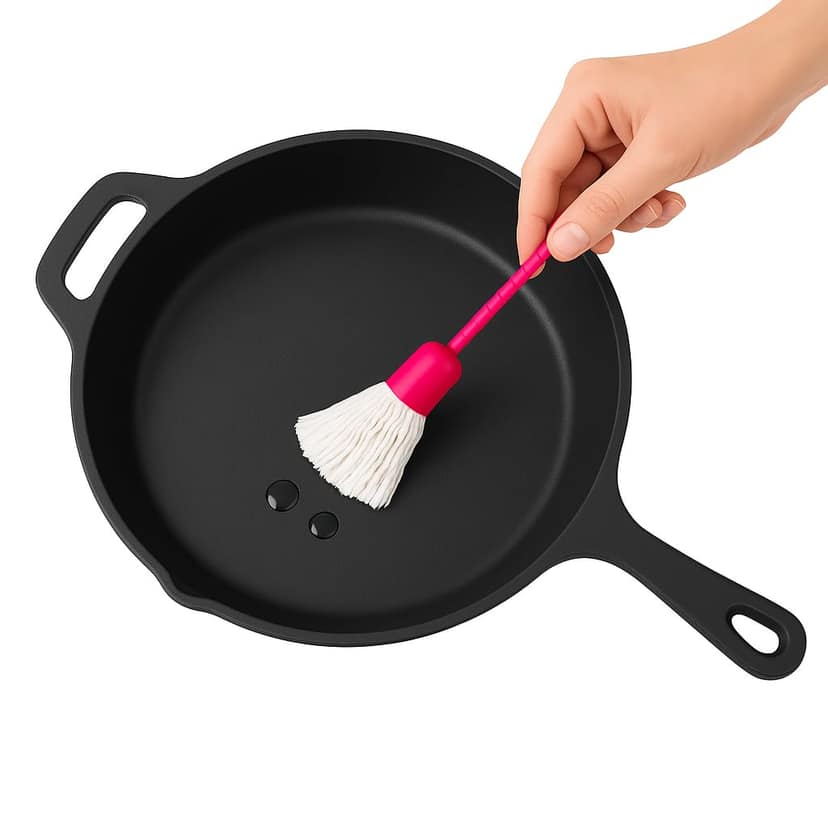 Traditional & Modern Oil Spreader Combo � Wooden Cotton Cloth Brush + Heat-Resistant Plastic Handle Thread Brush � Ghee/Oil Applicator Ideal for Dosa Tawa, Appam Pan & Iron Pans view 2