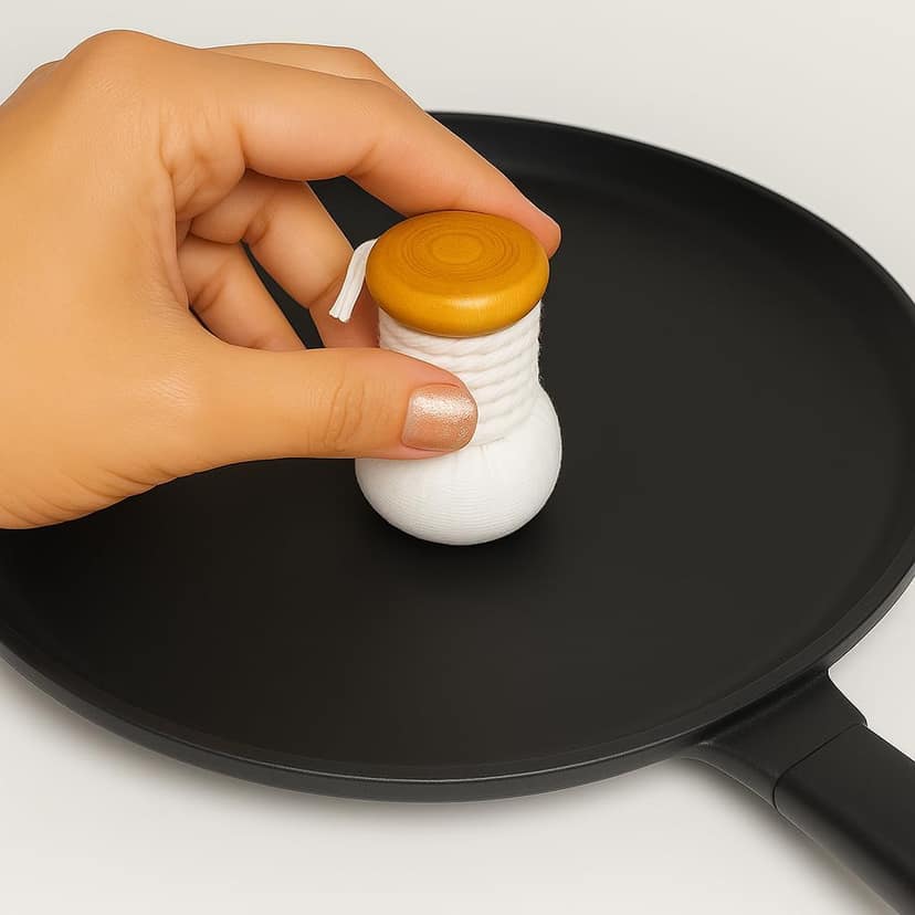 Traditional & Modern Oil Spreader Combo � Wooden Cotton Cloth Brush + Heat-Resistant Plastic Handle Thread Brush � Ghee/Oil Applicator Ideal for Dosa Tawa, Appam Pan & Iron Pans view 3