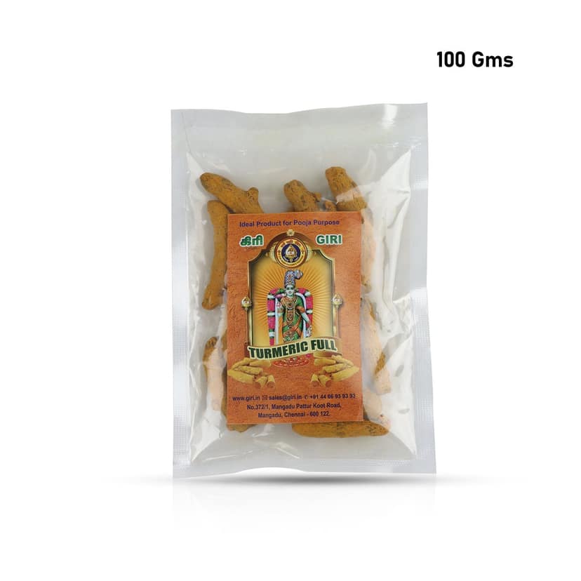 Giri Turmeric Finger | Haldi | Yellow Colour | Manjal for Pooja 100 gram in Medium Size view 2