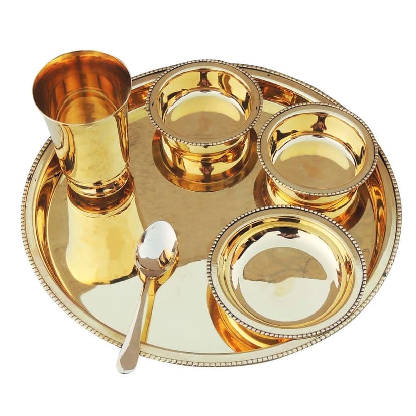 Pure Brass Thali Set 6 Pcs. (BCMAS108 B) view 2