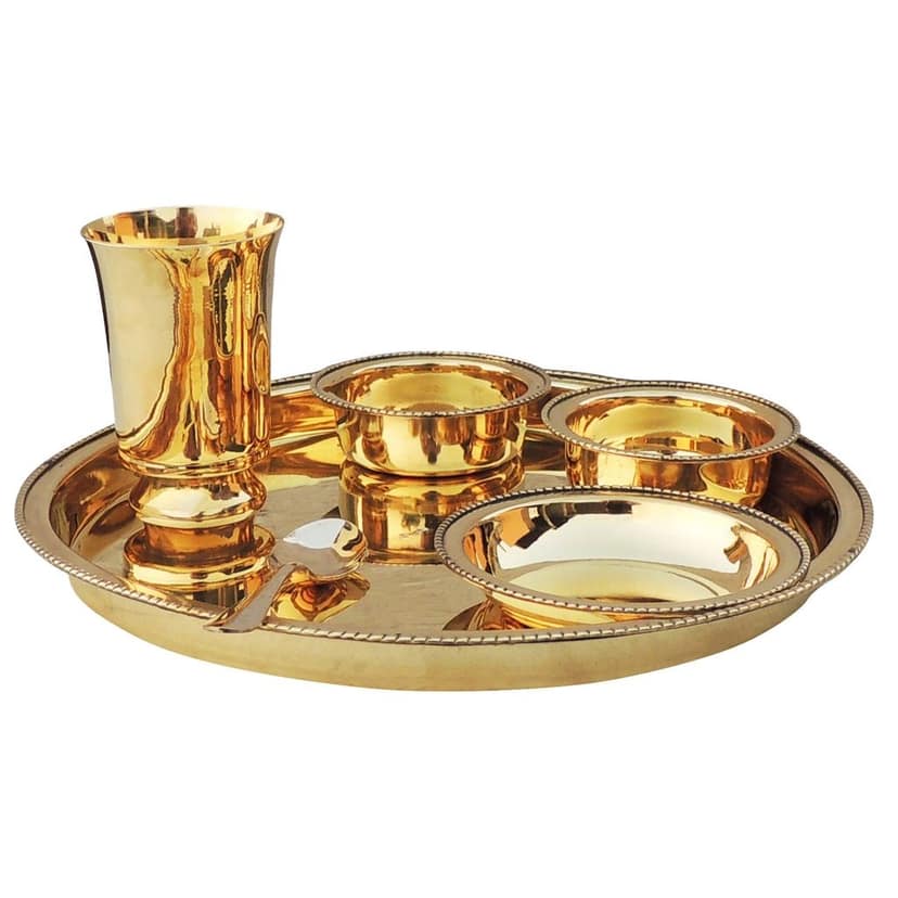 Pure Brass Thali Set 6 Pcs. (BCMAS108 B) view 3