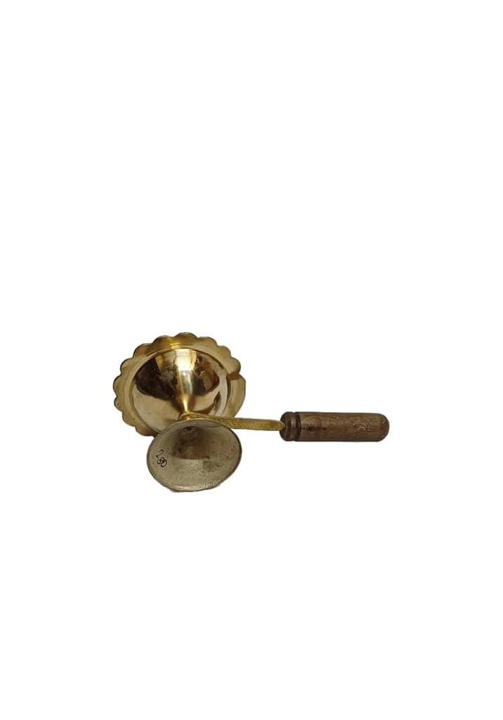 Brass Oil Lamp with Wooden Handle view 2