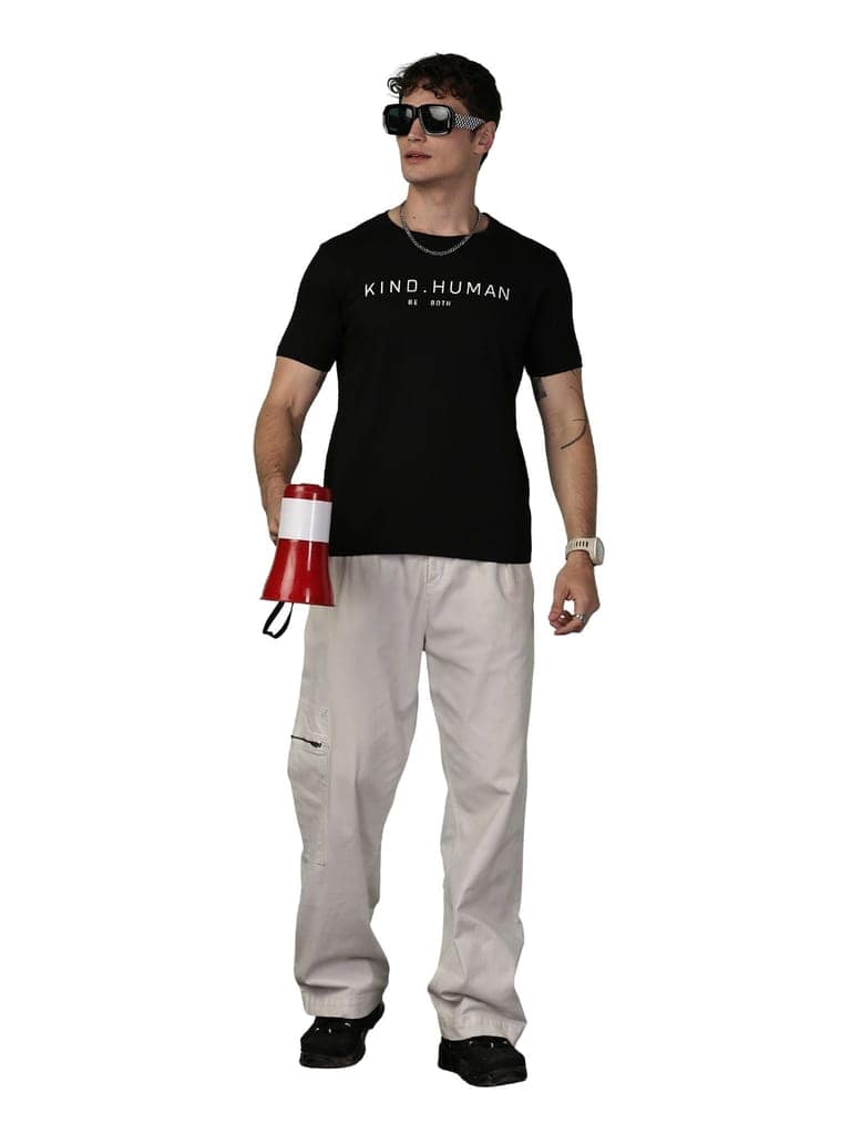 Cotton Black Kind Human T-Shirt view 2