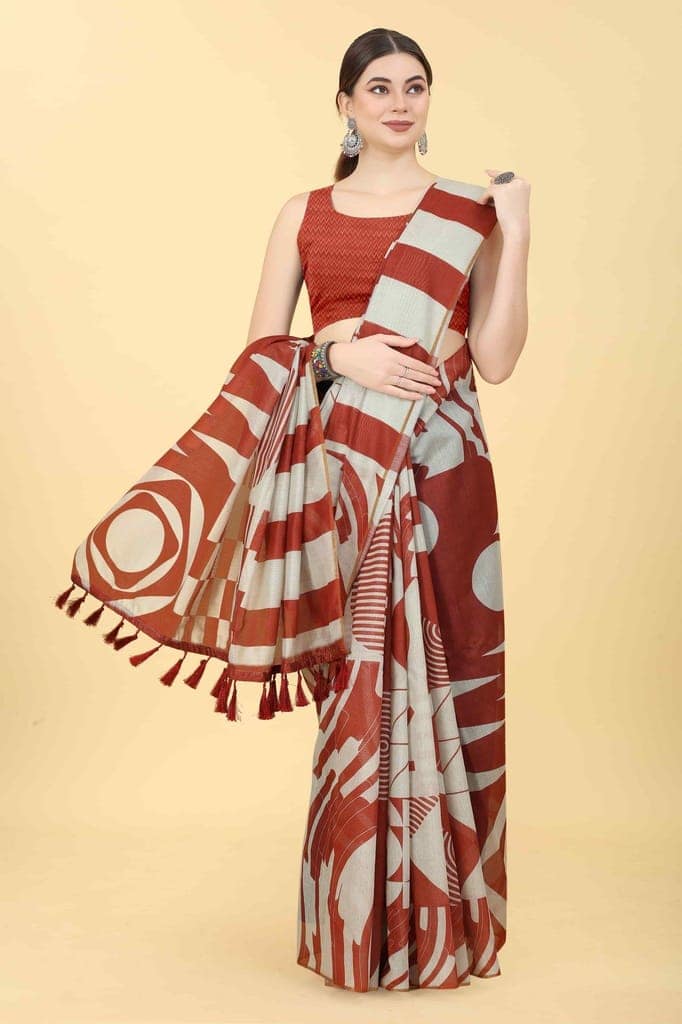 Women's Chanderi Digital Print Saree view 4