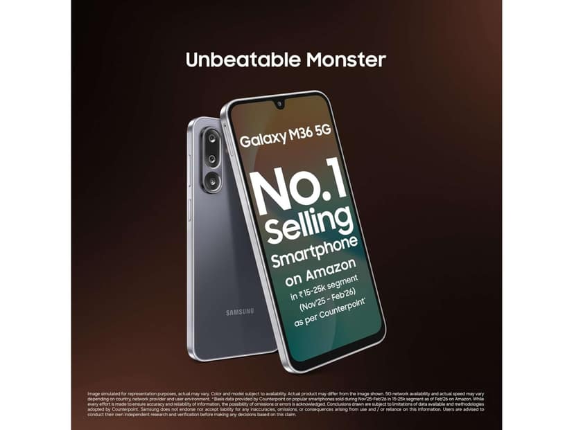 Samsung M36 5G Smartphone, 8GB RAM, 128GB Storage - Velvet Black view 2