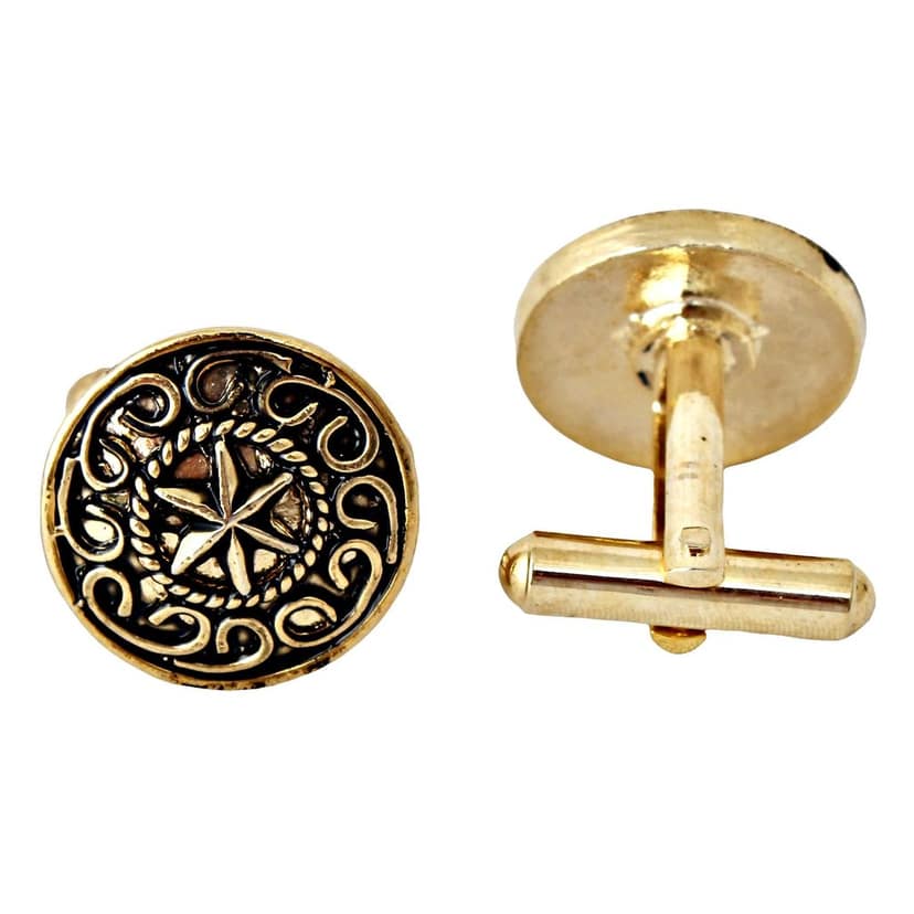 LUCKY JEWELLERY Unique Black Color Golden Plated Formal Wedding Shirt, Suit, Blazer Cufflinks Pair Set for Men.(215-M4C4-A5839) view 3