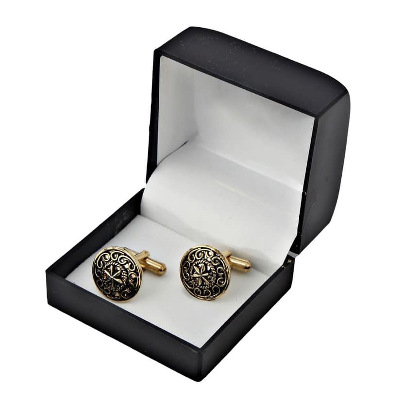 LUCKY JEWELLERY Unique Black Color Golden Plated Formal Wedding Shirt, Suit, Blazer Cufflinks Pair Set for Men.(215-M4C4-A5839) view 4