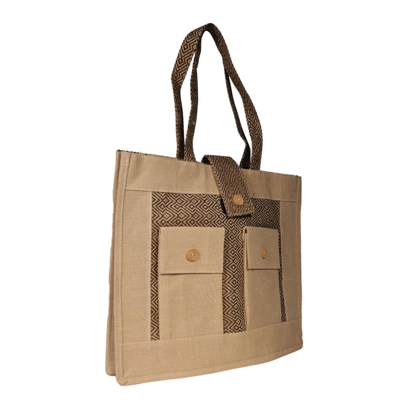 Jharcraft JUTE Shopping Bag With Front Pocket(BG00632) view 4