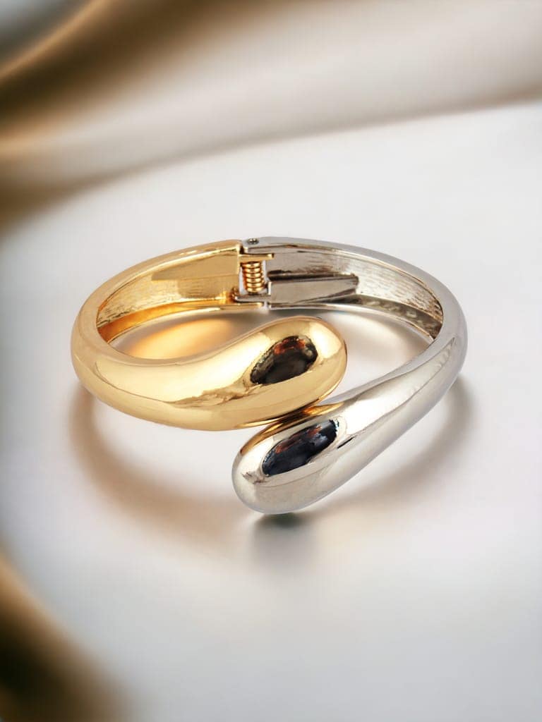 LUCKY JEWELLERY Latest Stylish Gold and Silver Toned Adjustable Cuff Bangle Bracelet for Women & Girls | Birthday Gift for Girls & Women Anniversary Gift for Wife (450-CHB2-1301) view 2