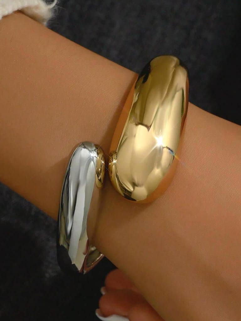 LUCKY JEWELLERY Latest Stylish Gold and Silver Toned Adjustable Cuff Bangle Bracelet for Women & Girls | Birthday Gift for Girls & Women Anniversary Gift for Wife (450-CHB2-1301) view 4