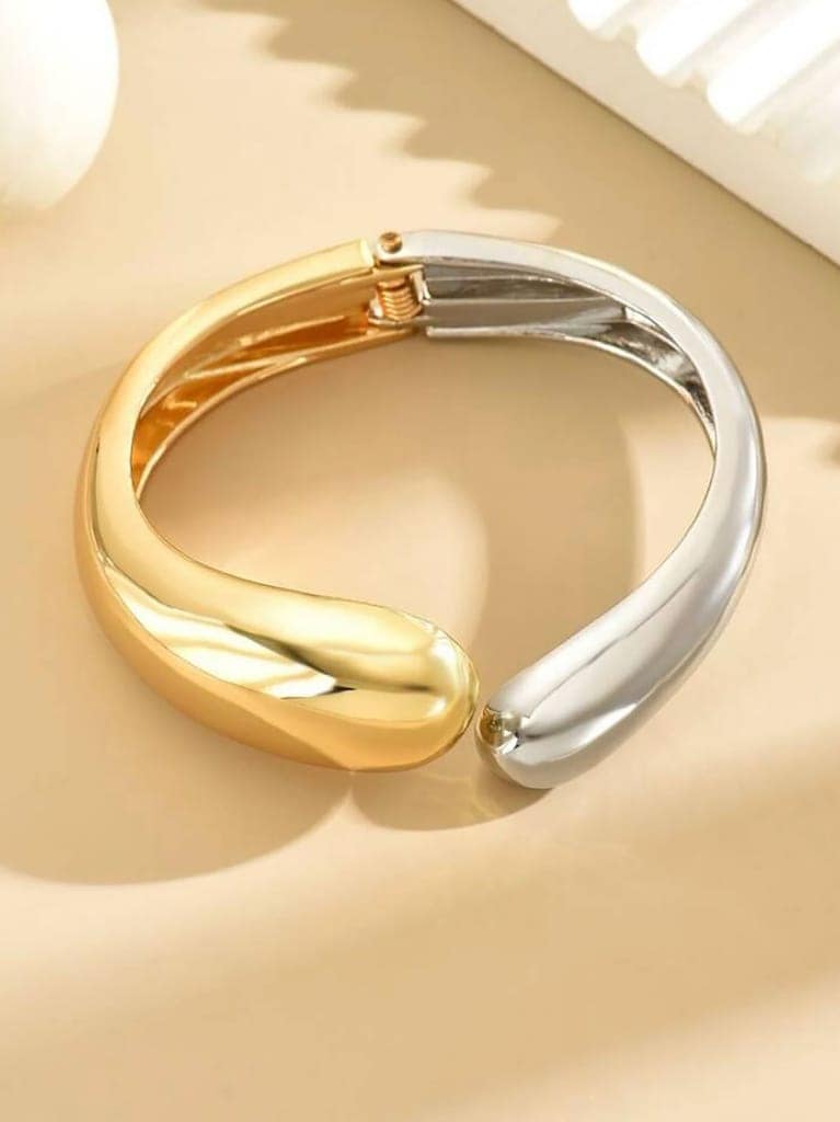 LUCKY JEWELLERY Latest Stylish Gold and Silver Toned Adjustable Cuff Bangle Bracelet for Women & Girls | Birthday Gift for Girls & Women Anniversary Gift for Wife (450-CHB2-1301) view 7