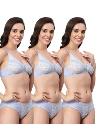 ADORNSTAR Bra Panty Set Sexy Lingerie Set for Women Pack of 3 Peach