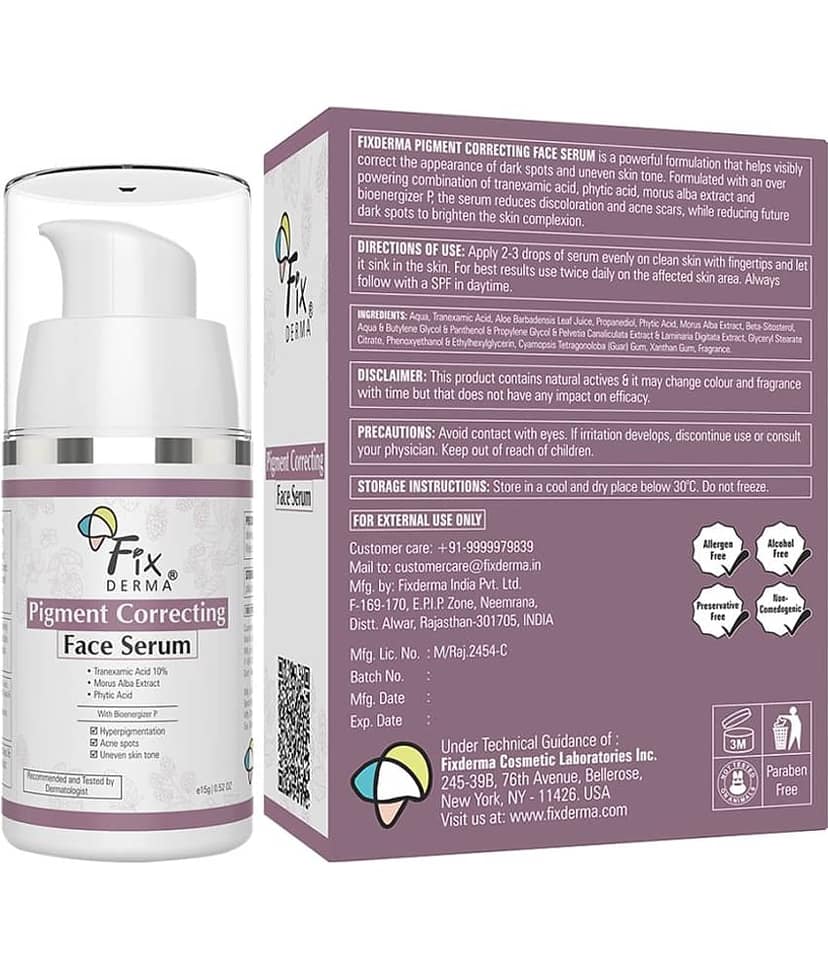 Fixderma 10% Tranexamic Acid Serum, Pigment Correcting Serum for Melasma & Hyperpigmentation, 15 g