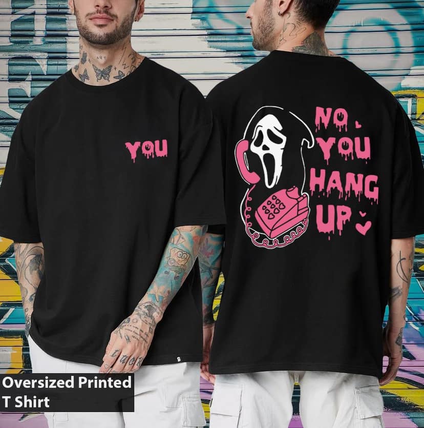 SCOTT FINCHER Men's No You Hang Up T-Shirt | Horror Movie Inspired Streetwear | Scream T-Shirt : AA(ARN)BLACK_231 view 3