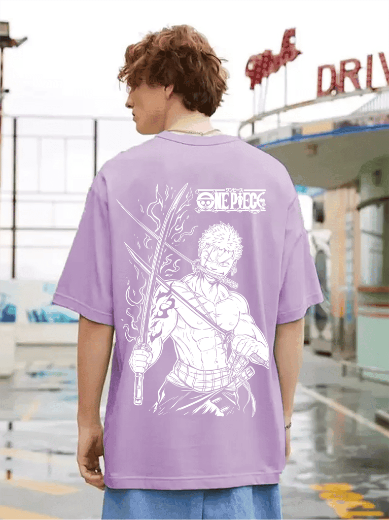 SCOTT FINCHER Men's One Piece Roronoa Zoro T-ShirtOne Piece Anime T-ShirtRoronoa Zoro T-ShirtOne Piece T-ShirtAnime T-ShirtZoro T-Shirt : AA(ARN)LAVANDER_137