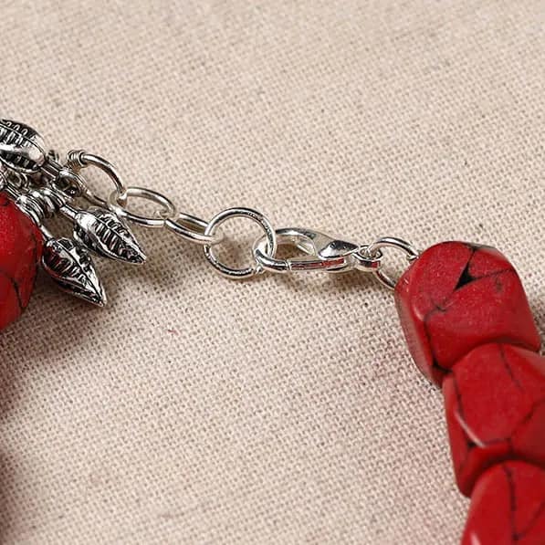 Red - Handmade German Silver Beaded Bracelet 04 view 3