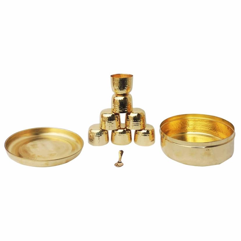 Brass Spice Box Masala Box Set With Spoon (ZMAS467 P) view 2