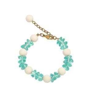 Techiefox Stylish Ocean-Inspired Bracelet Features Soft White Spheres and Transparent Aqua Plastic Beads