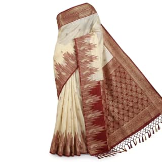 Sambalpuri Maroon Gold Ikat Handloom Saree