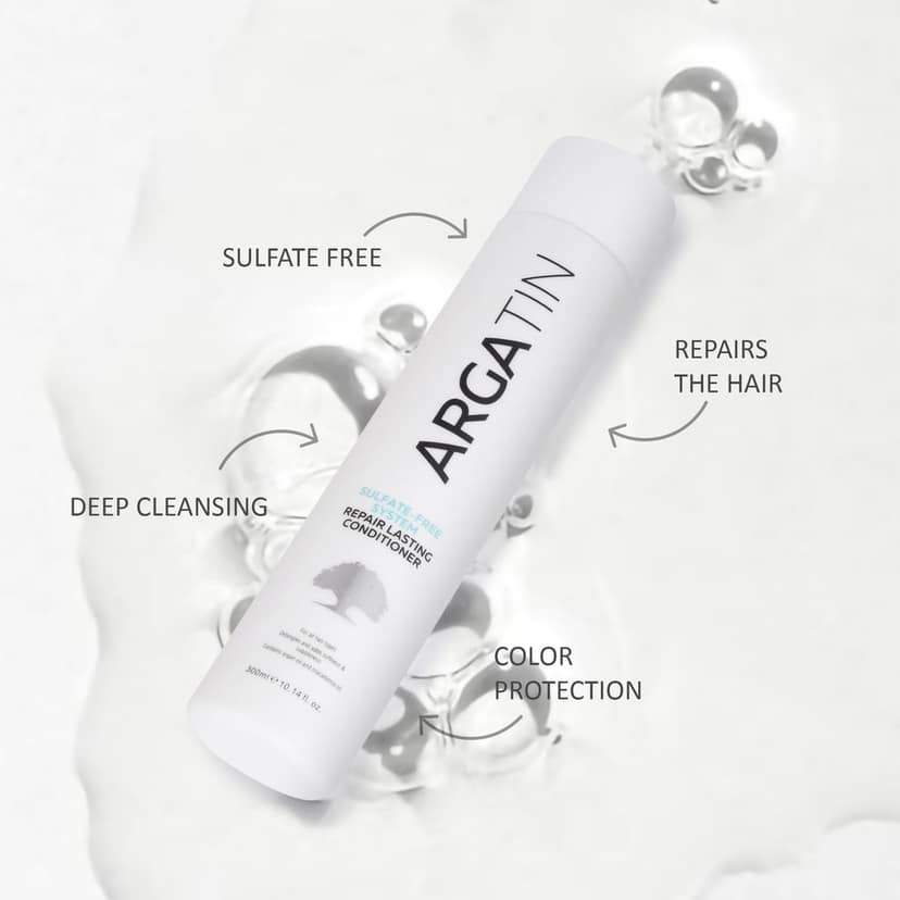 Argatin Keratin Repair Lasting Shampoo and Conditioner Combo each of 330 ml - Sulfate And Paraben Free for Dry and Damaged Hair | Daily Use | Men and Women both can use | Improve hair growth with natural way | view 2