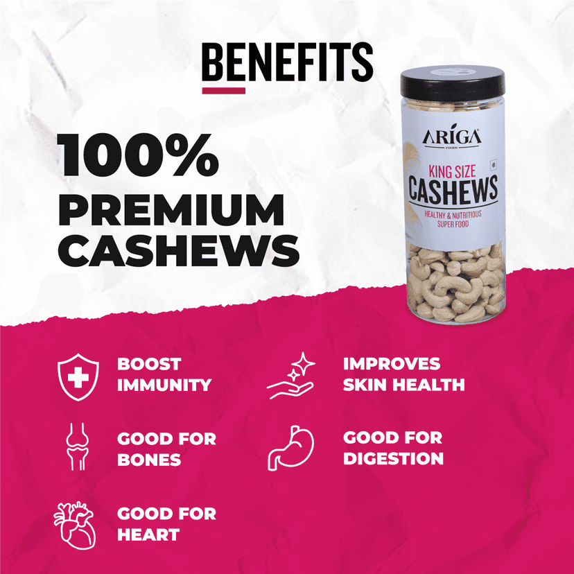 Ariga Foods King Sized Healthy & Nutritious 100% Natural Cashews 1kg (2 x 500 g) view 5