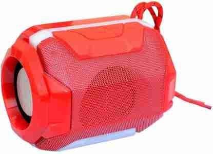 Wireless Bluetooth Speaker with Mic, FM Radio, AUX or USB or TF Support & 6Hrs Playtime - Hands-Free Calling & Rechargeable Battery Red