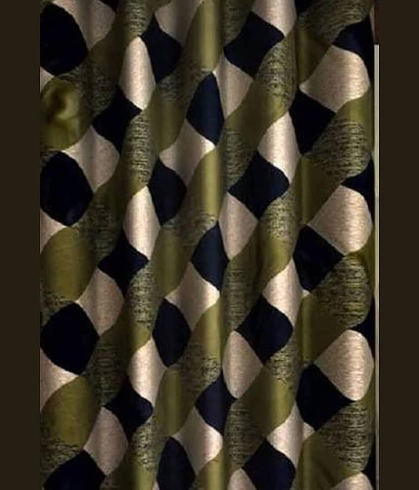 N2C Home Floral Semi-Transparent Eyelet Curtain 5 ft ( Pack of 2 ) - Green view 2