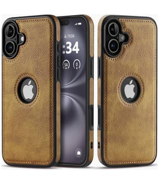 LIRAMARK PU Leather Flexible Back Cover Case Designed for iPhone 16