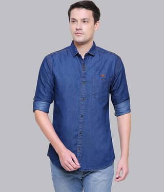 Kuons Avenue - Grey Denim Slim Fit Men's Casual Shirt ( Pack of 1 )