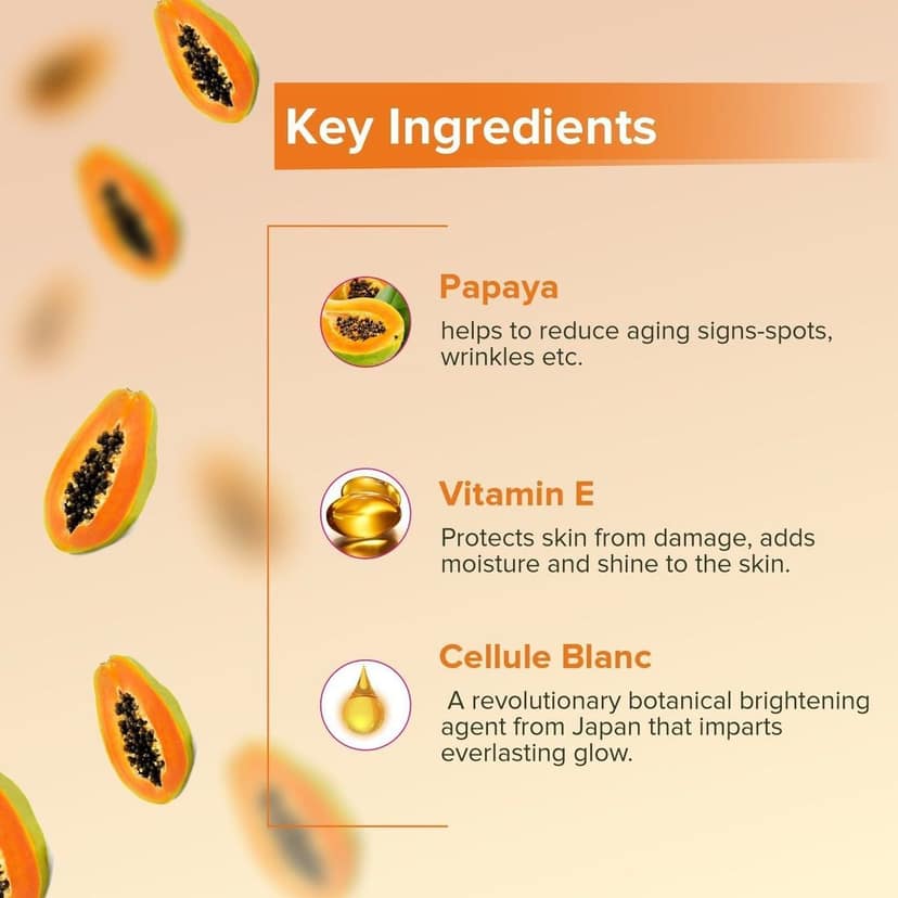 VI-JOHN Saffron Insta Papaya Brightening Facial Kit with Free Turmeric Face Wash (55 + 50 G) 110 G view 3