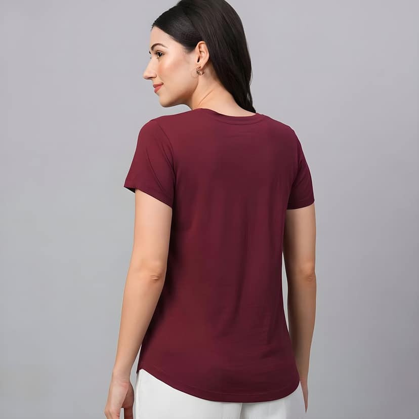 plain maroon t shirt view 2