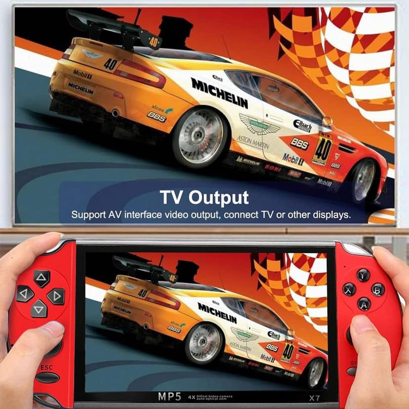 TechKing (15 YEARS WARRANTY) Updated 4.3 inch Updated X7 Video Game Console Handheld Game Players Double Rocker 8GB Memory Built in 10000 Games MP5 Game Controller-08 view 6