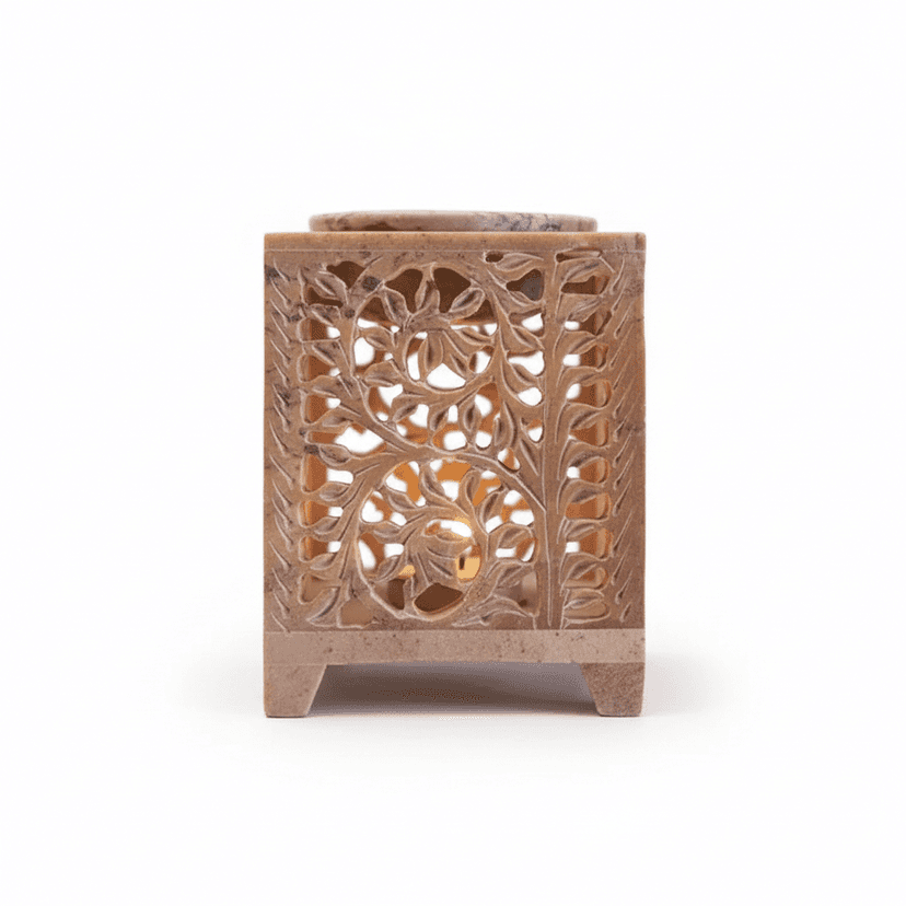 Hand-Carved Soapstone Floral Aroma Oil Diffuser