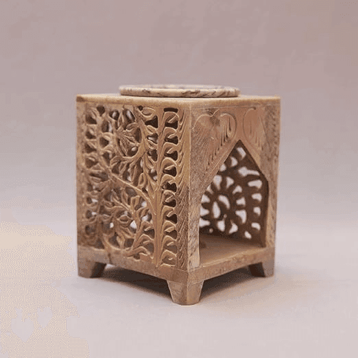 Hand-Carved Soapstone Floral Aroma Oil Diffuser view 2