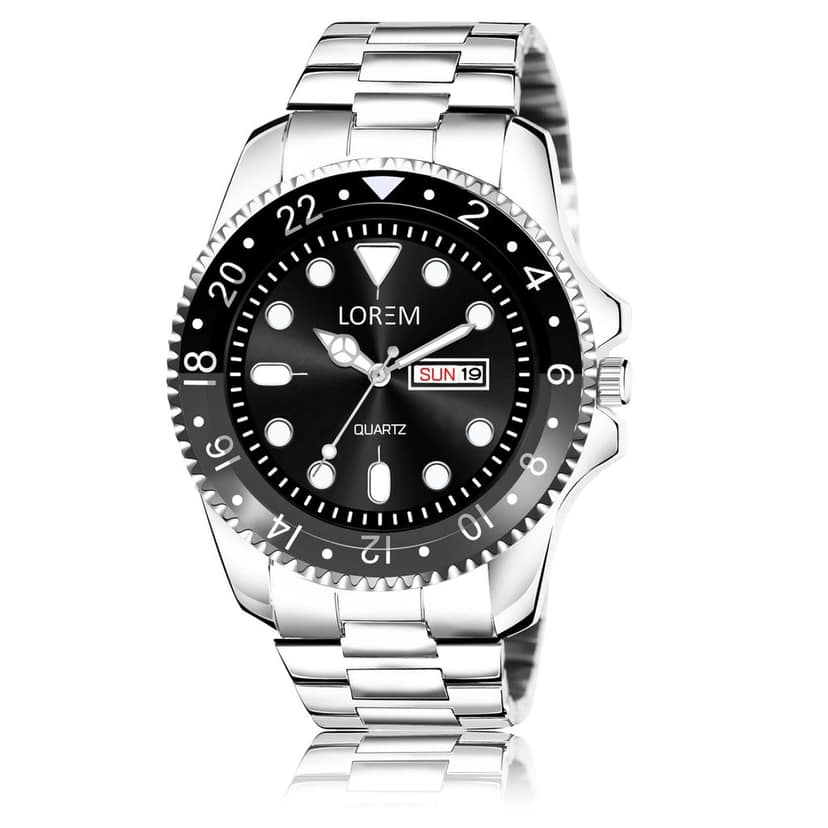 LOREM Black Day-Date Function Casual Analog Watch for Men LR129-UF