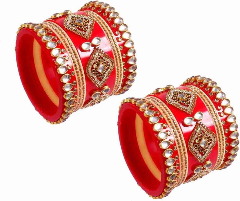 Ambivalence Red Colour Gold-Plated Wedding Chuda view 3