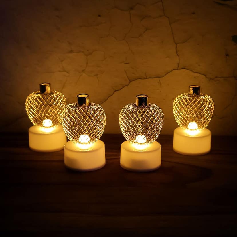 Apple LED Tealight Candles – Flameless Festive Glow (Set of 4) view 2
