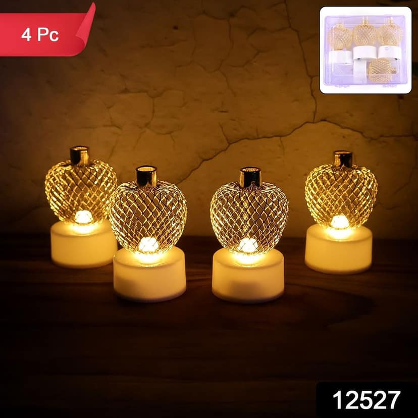 Apple LED Tealight Candles – Flameless Festive Glow (Set of 4) view 3